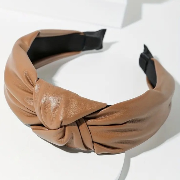 Accessories - Brown Knotted Headband Faux Leather NWT